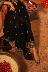 A in RAAG - Velvet Black Straight Suit Set