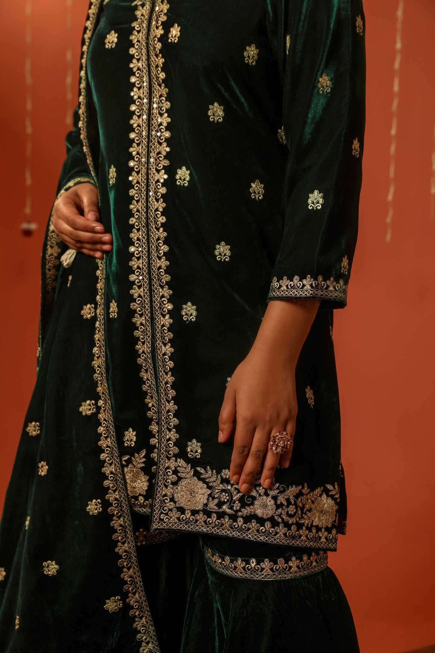 TARANA - Velvet Green Sharara Set