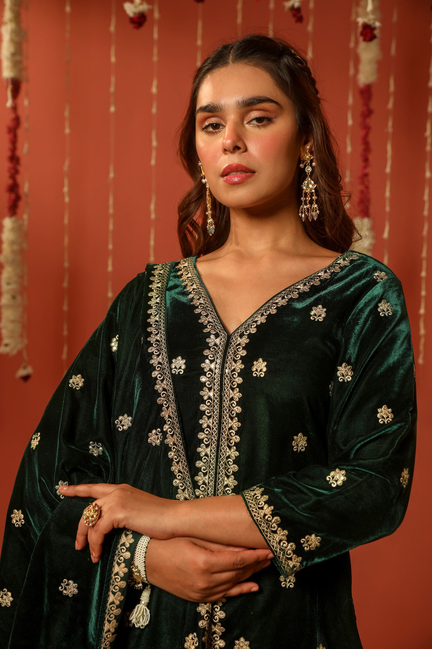 TARANA - Velvet Green Sharara Set