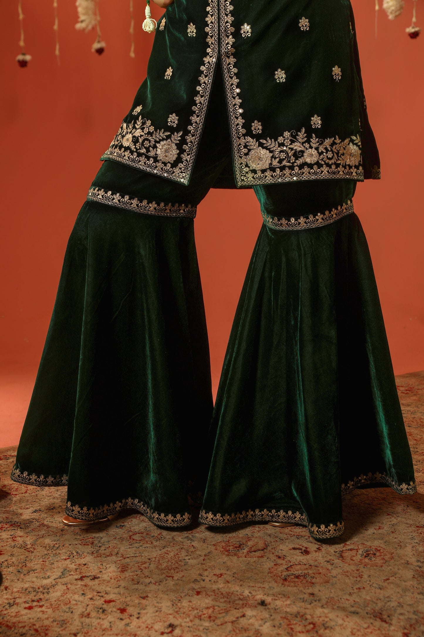 TARANA - Velvet Green Sharara Set