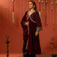 ANTARA - Velvet Maroon Anarkali Set