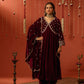 ANTARA - Velvet Maroon Anarkali Set