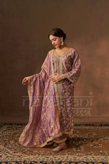 Nagma Mirajkar in RAINA - Antique Mauve Tissue-Organza Suit Set