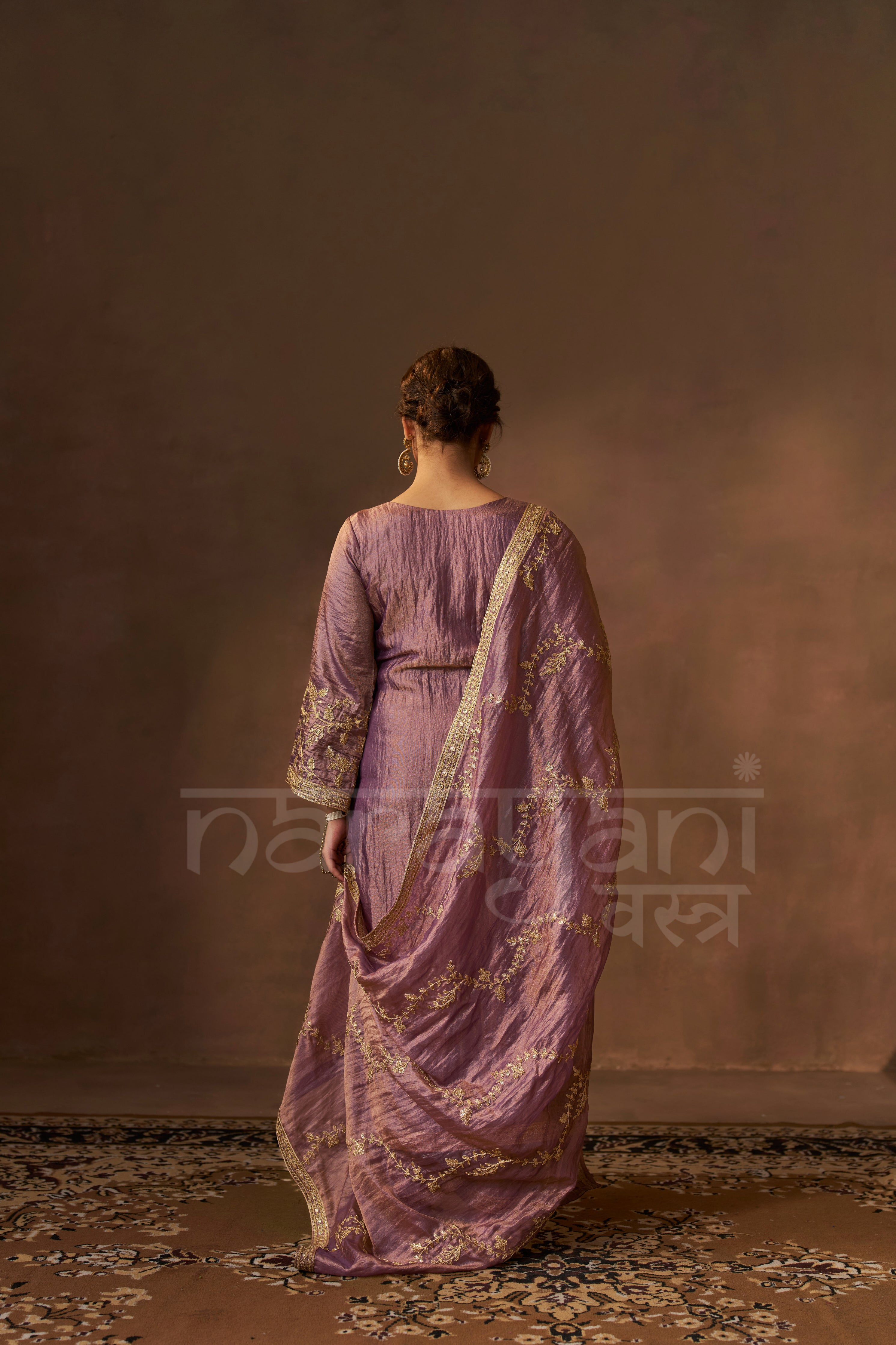 Nagma Mirajkar in RAINA - Antique Mauve Tissue-Organza Suit Set
