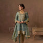ZIA - Sage Blue Tissue-Organza Anarkali Set