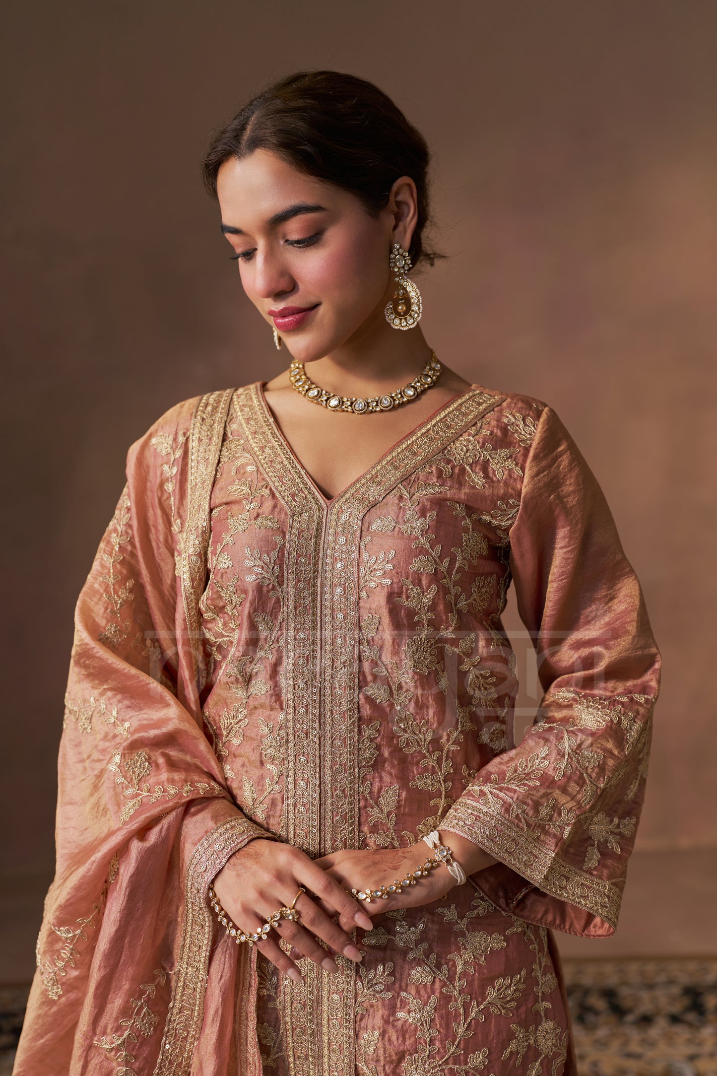 NOORIN - Rustic Orange Tissue-Organza Suit Set