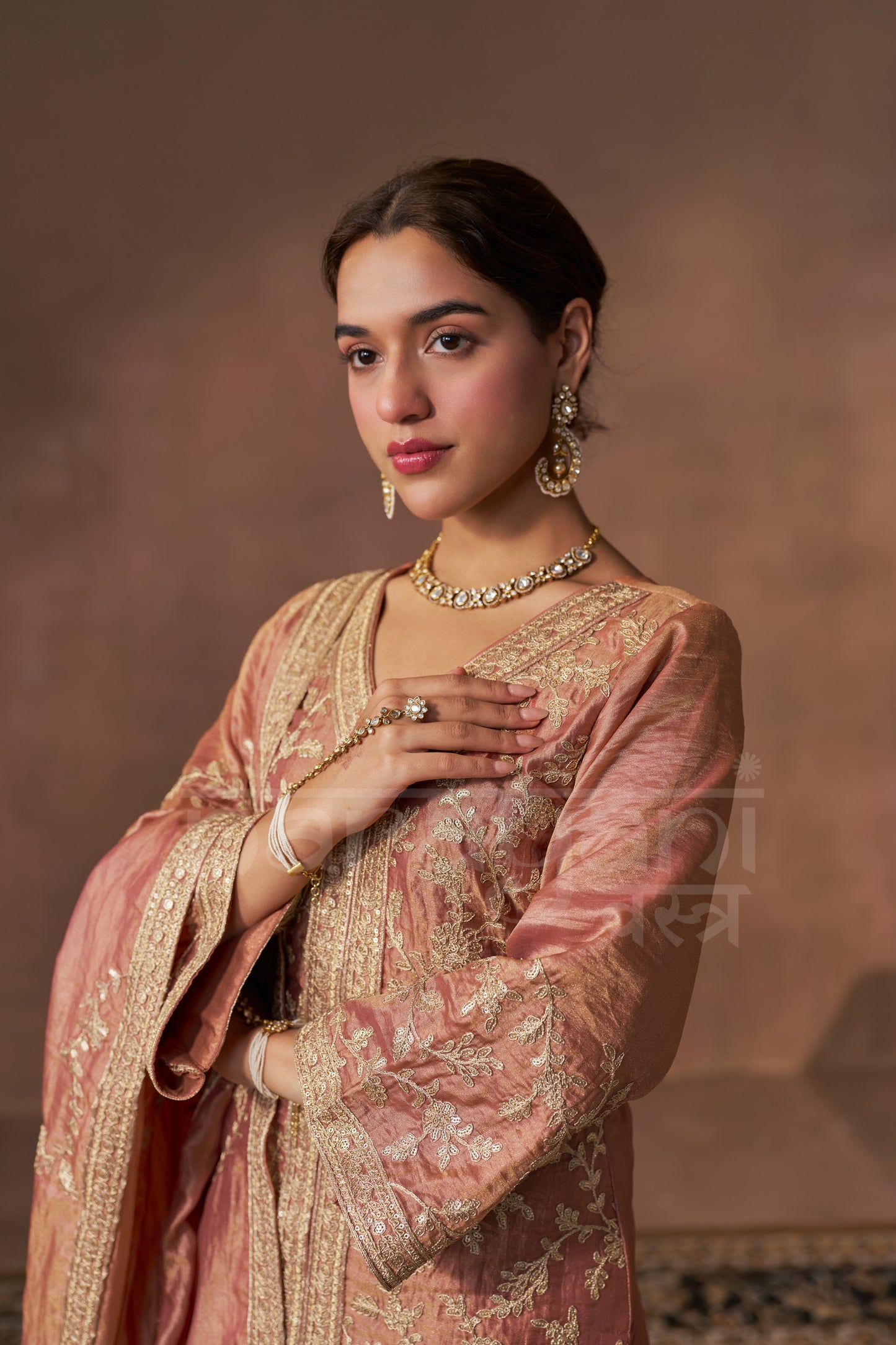 NOORIN - Rustic Orange Tissue-Organza Suit Set