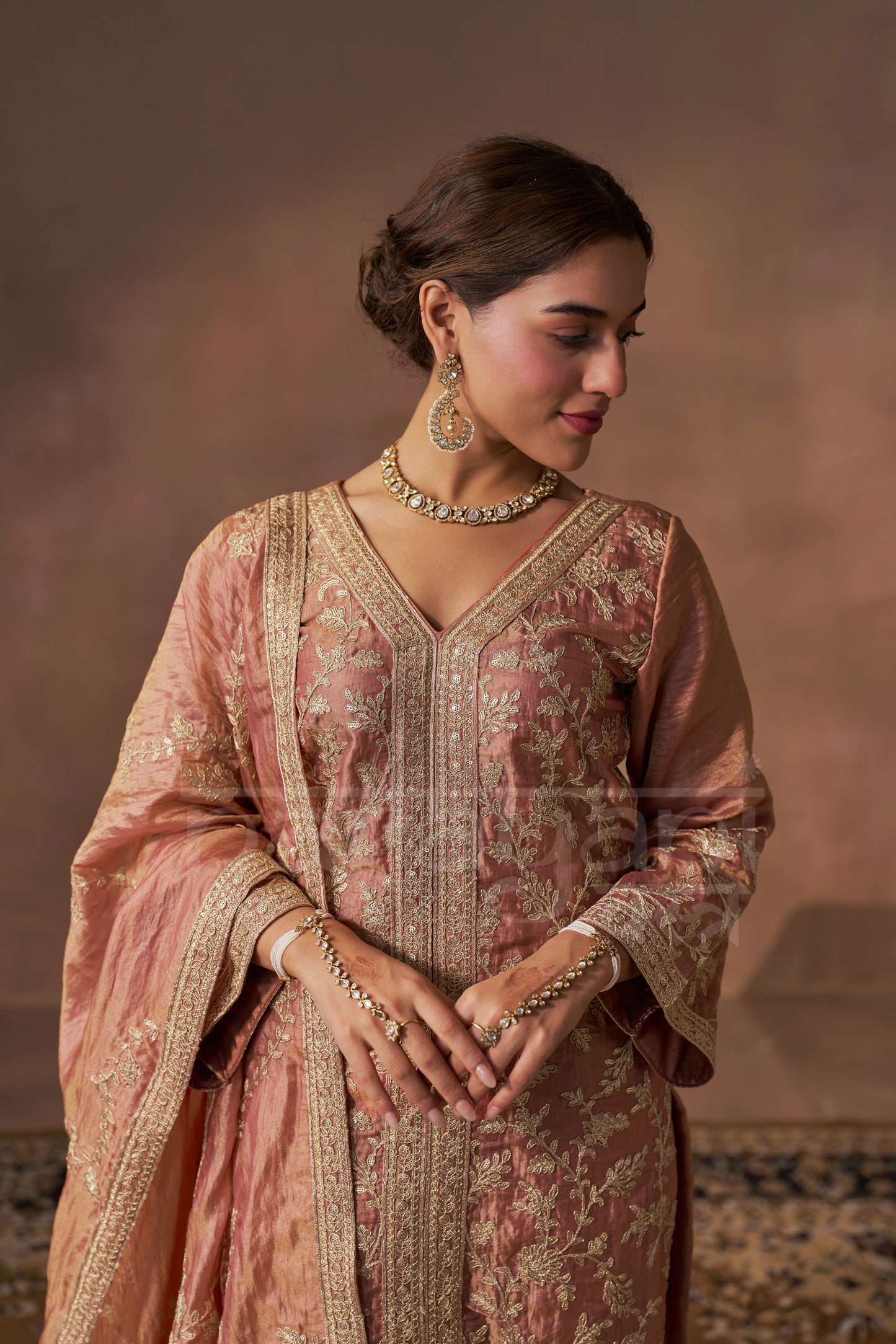 NOORIN - Rustic Orange Tissue-Organza Suit Set