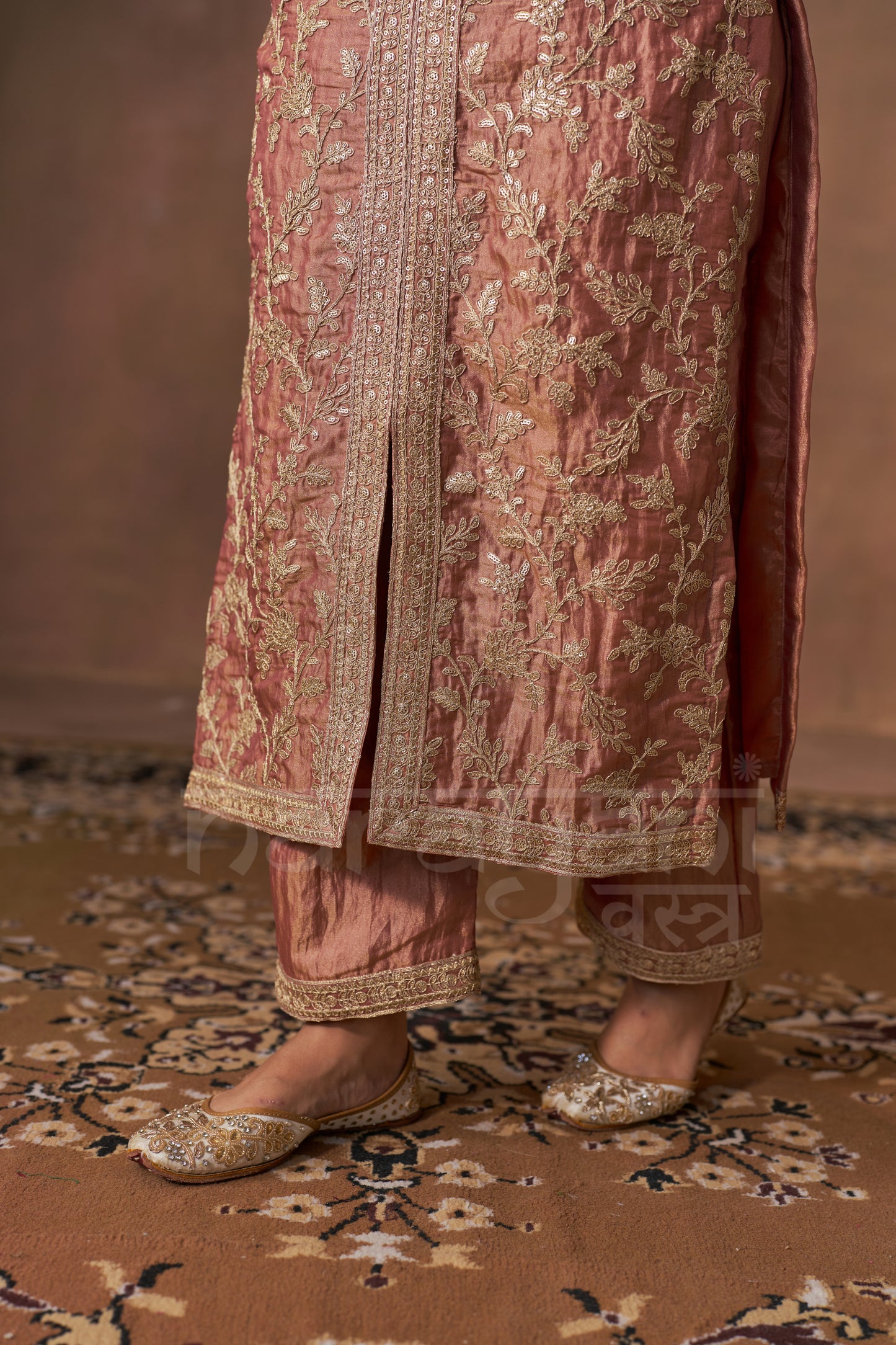 NOORIN - Rustic Orange Tissue-Organza Suit Set