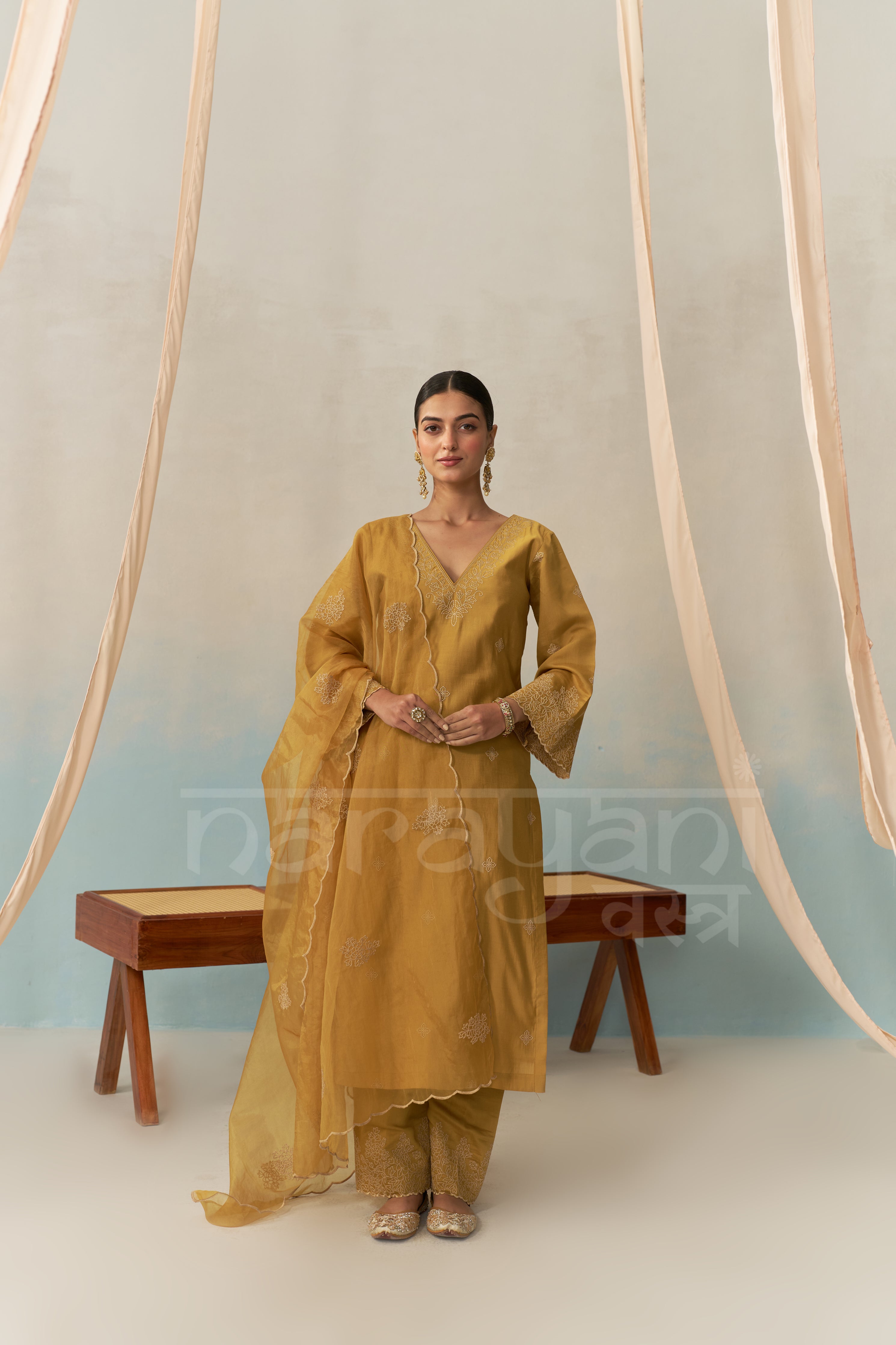 Sana Makbul (@divasana) SERA - Mustard Gold Chanderi Suit Set