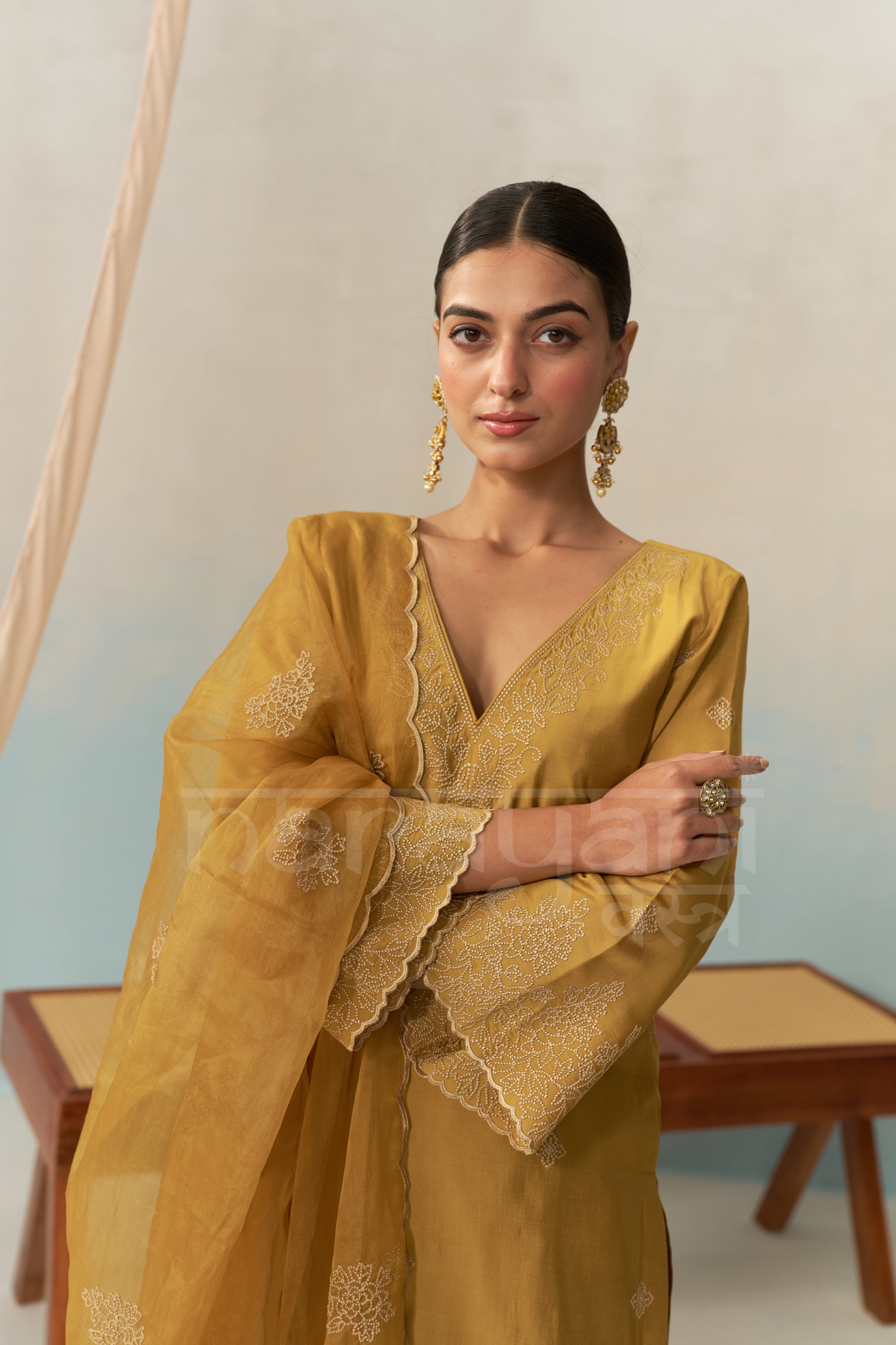 Sana Makbul (@divasana) SERA - Mustard Gold Chanderi Suit Set