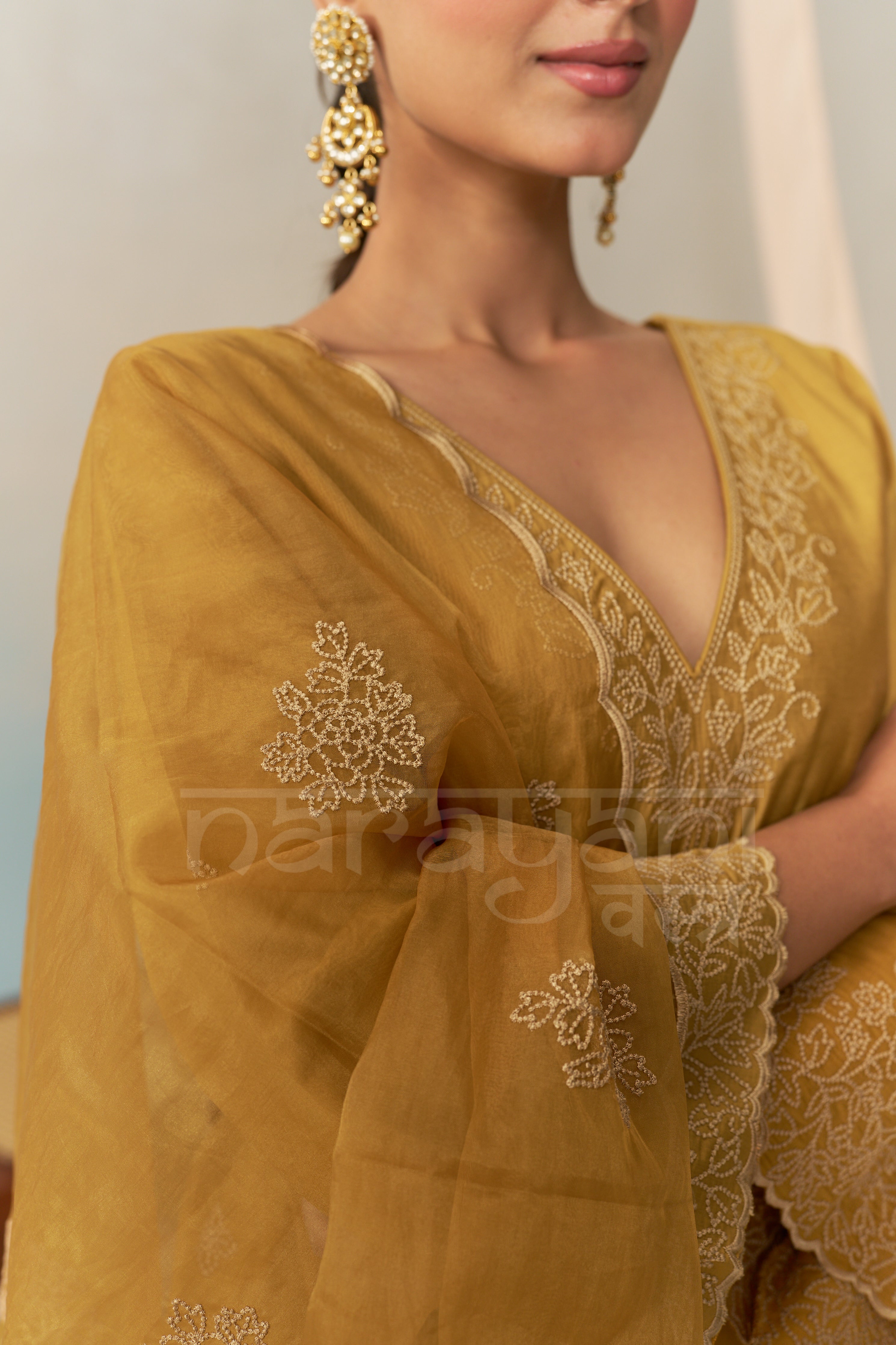 Sana Makbul (@divasana) SERA - Mustard Gold Chanderi Suit Set