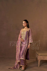 SABA - Antique Mauve Tissue-Organza Suit Set