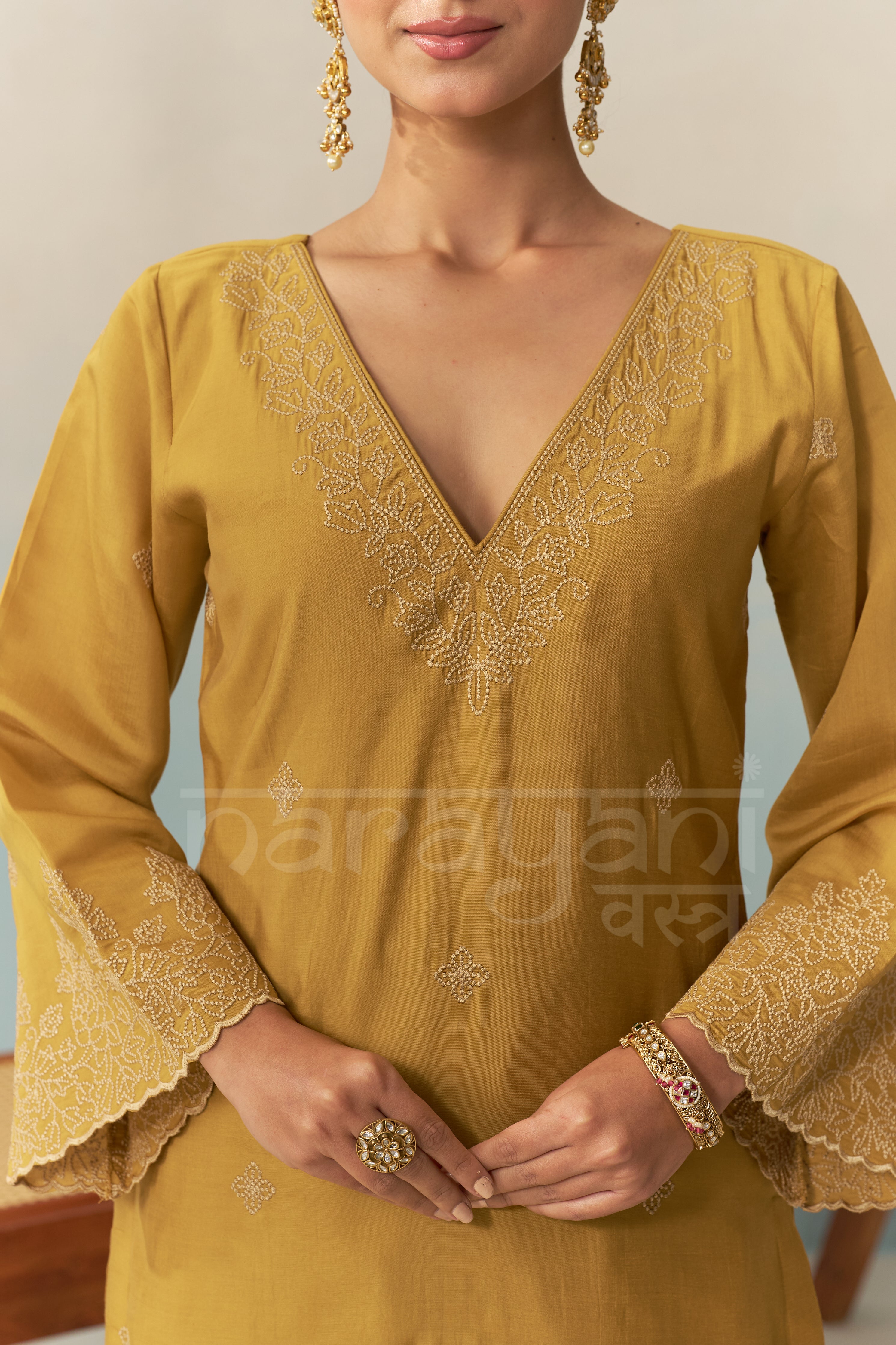 Sana Makbul (@divasana) SERA - Mustard Gold Chanderi Suit Set
