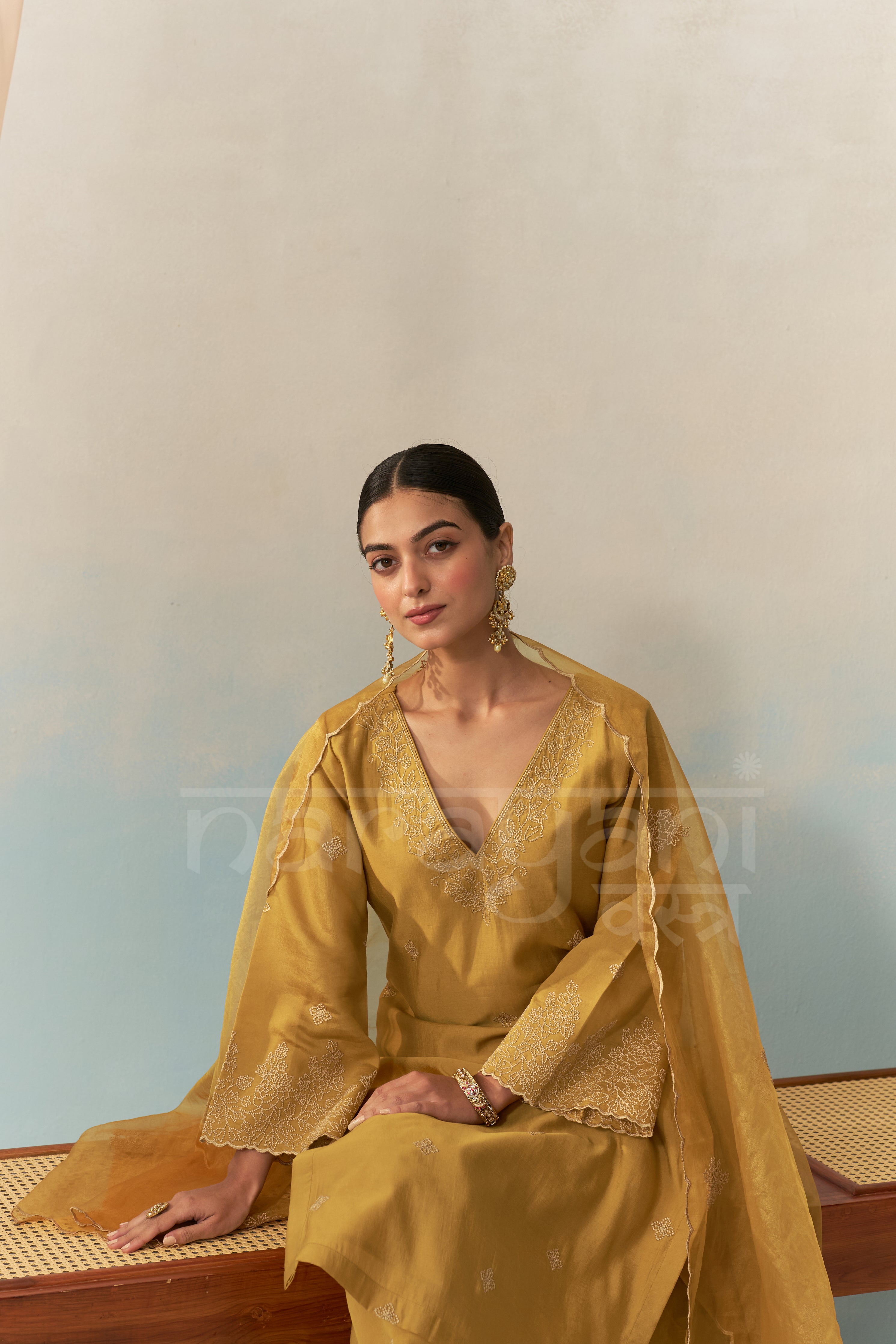 Sana Makbul (@divasana) SERA - Mustard Gold Chanderi Suit Set