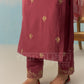 ZIVA - Burgundy Chanderi Suit Set