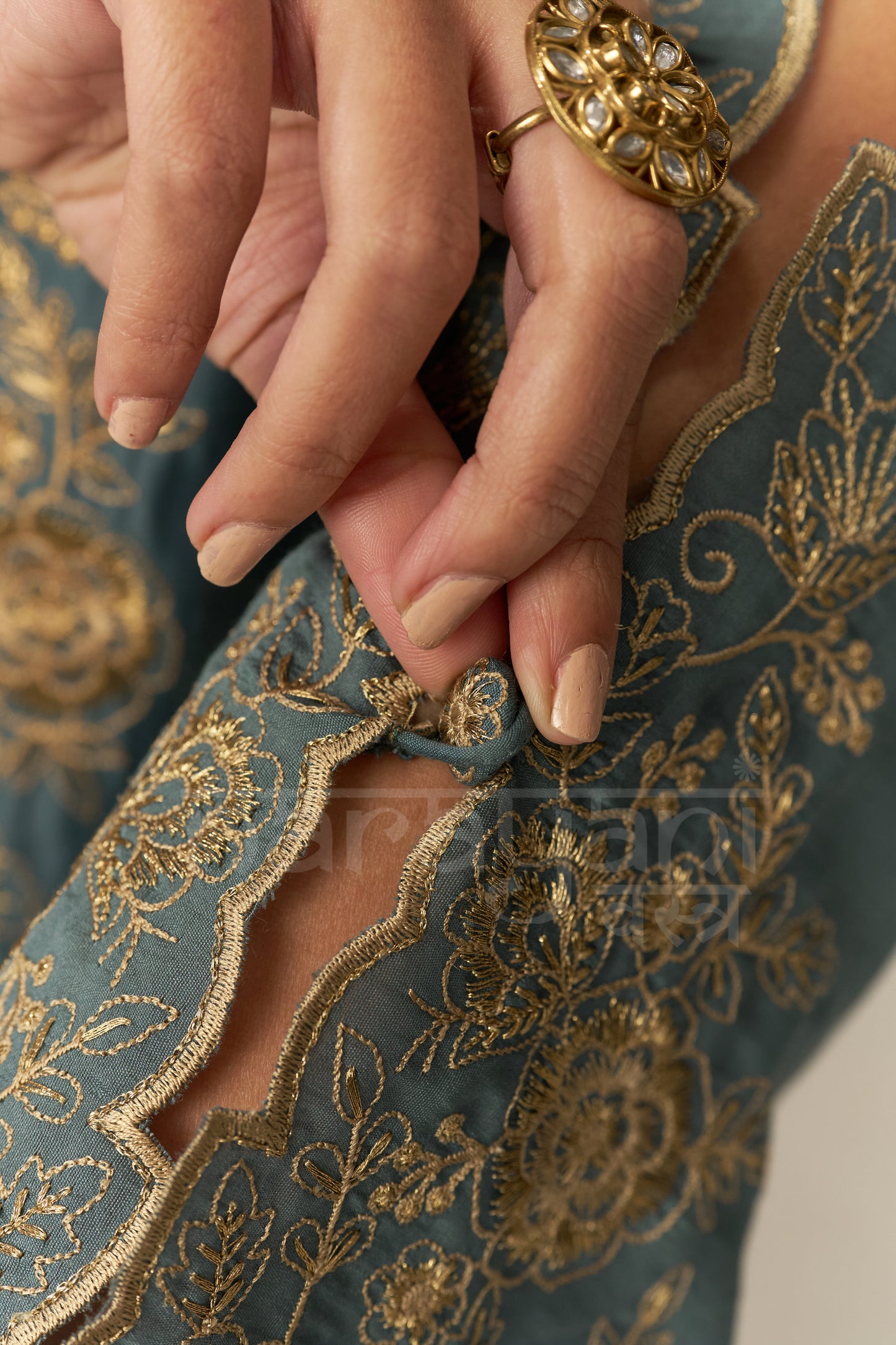 LAYA - Teal Blue Chanderi Suit Set