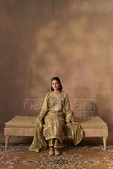 MEHRIN - Olive Green Tissue-Organza Suit Set
