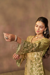 MEHRIN - Olive Green Tissue-Organza Suit Set