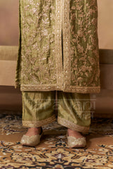 MEHRIN - Olive Green Tissue-Organza Suit Set