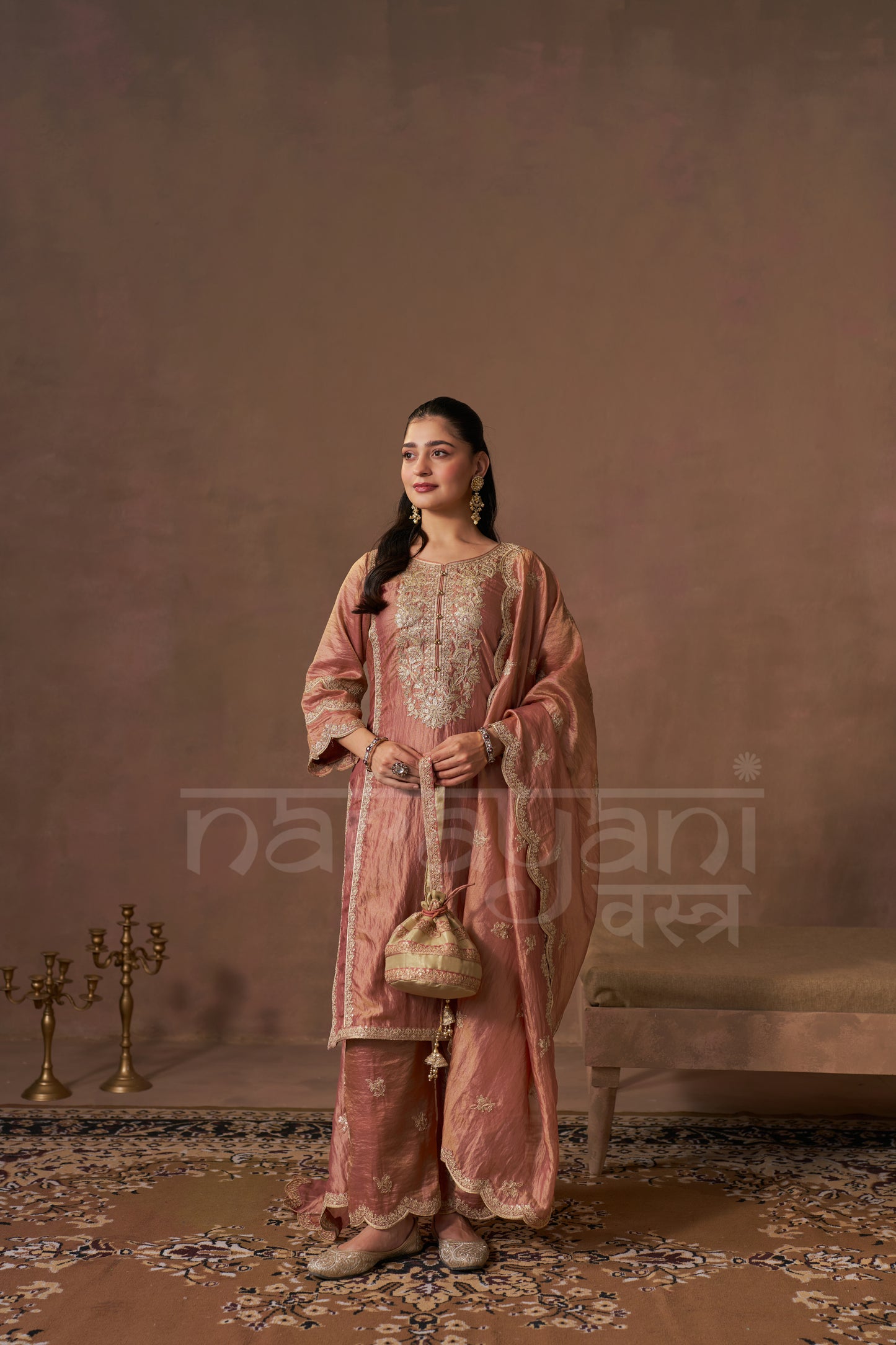 ADAA - Rustic Orange Tissue-Organza Suit Set