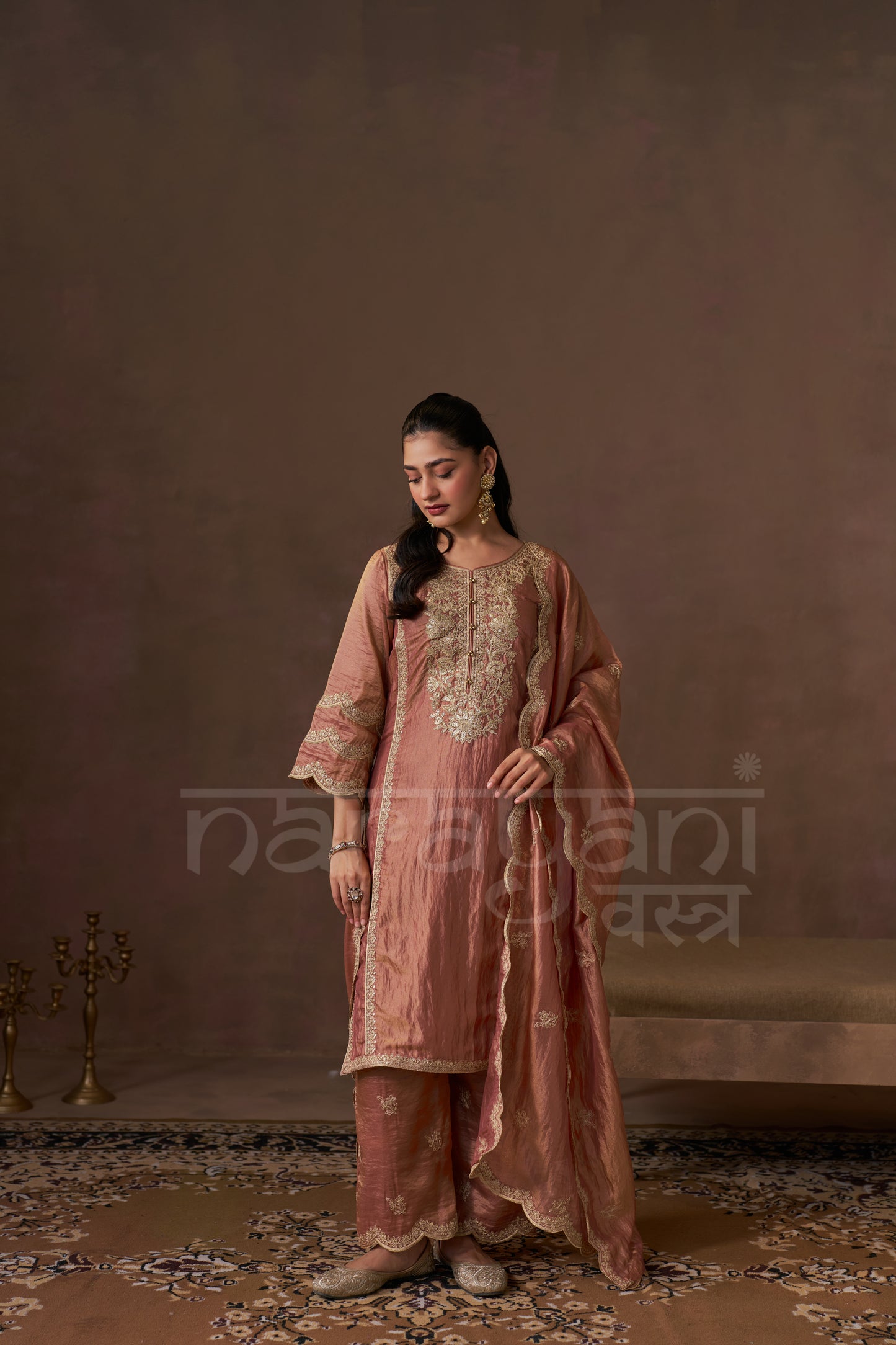 ADAA - Rustic Orange Tissue-Organza Suit Set