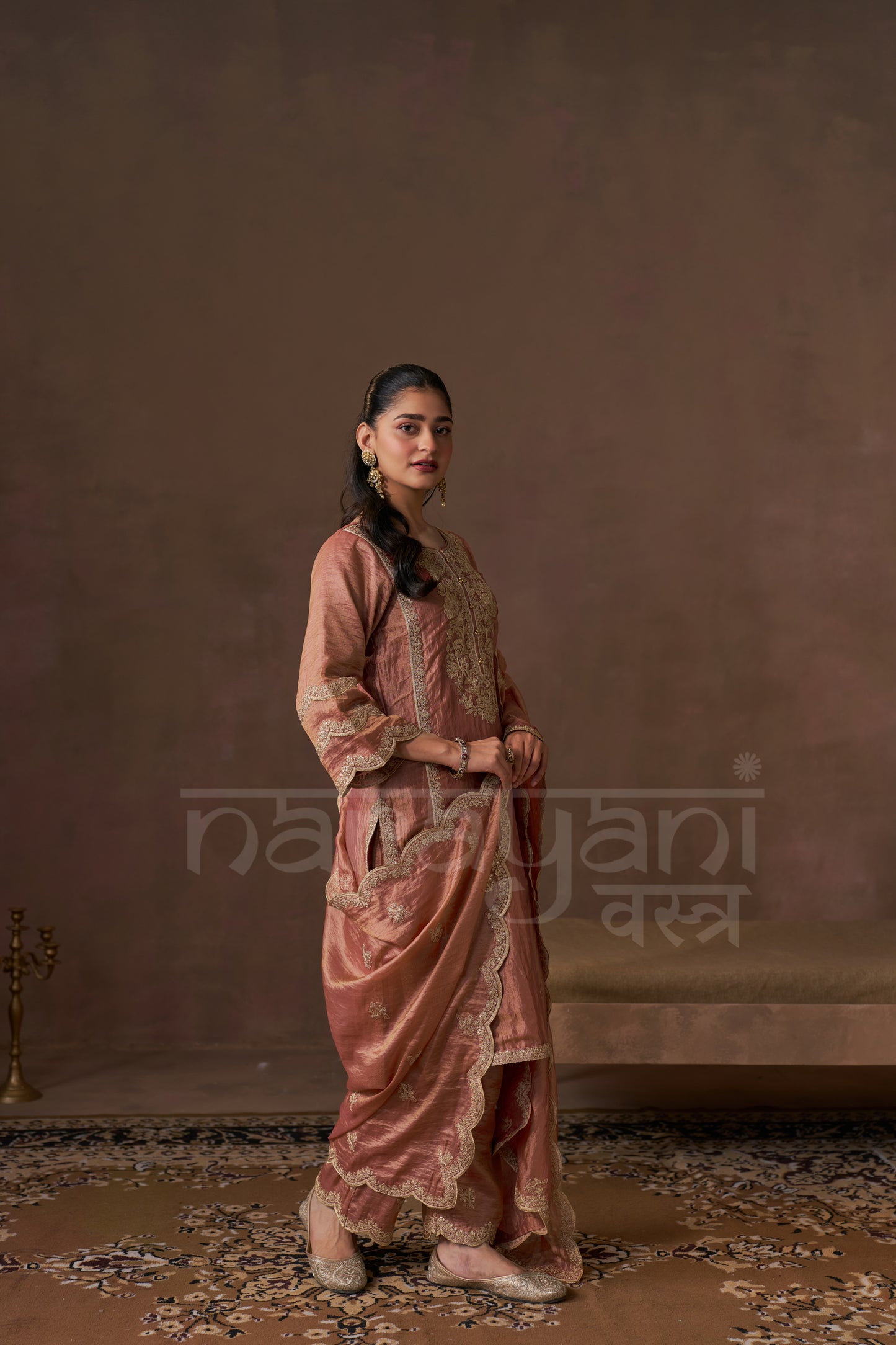 ADAA - Rustic Orange Tissue-Organza Suit Set