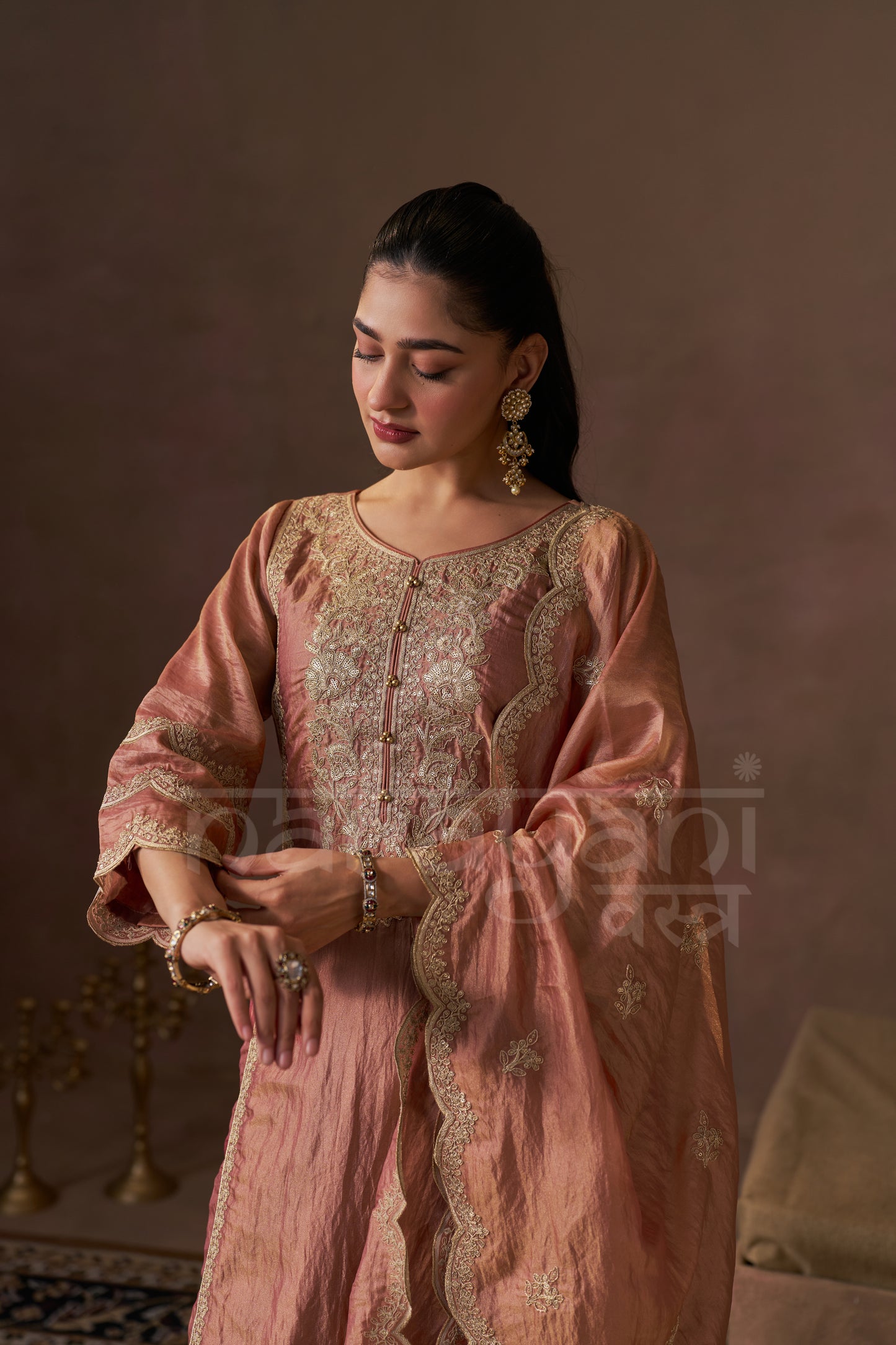 ADAA - Rustic Orange Tissue-Organza Suit Set