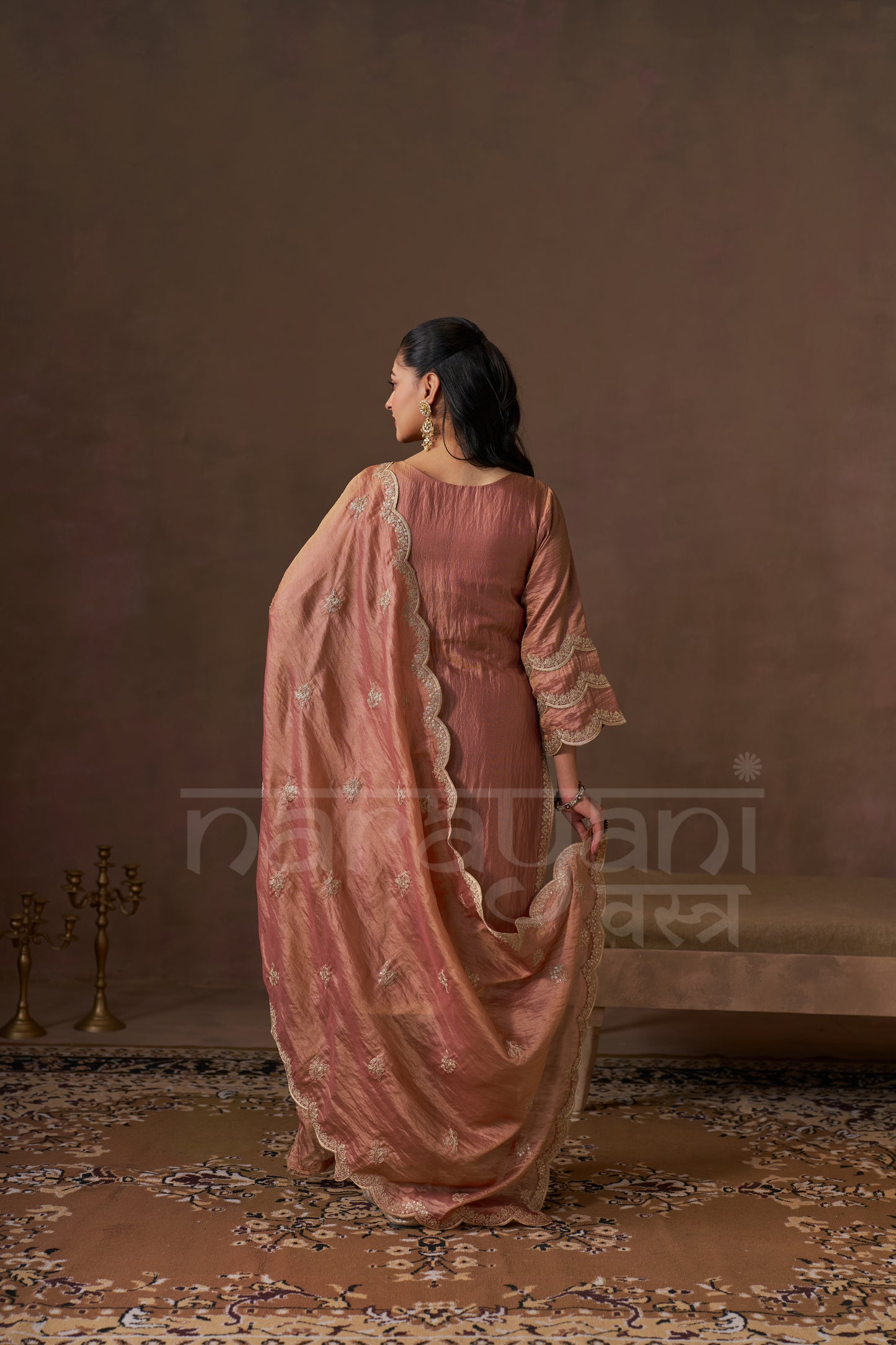 ADAA - Rustic Orange Tissue-Organza Suit Set