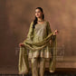 ITRA - Olive Green Tissue-Organza Anarkali Set