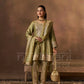 ITRA - Olive Green Tissue-Organza Anarkali Set