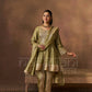 ITRA - Olive Green Tissue-Organza Anarkali Set