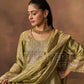 ITRA - Olive Green Tissue-Organza Anarkali Set