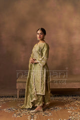 ZOYA - Olive green Tissue-Organza Suit Set