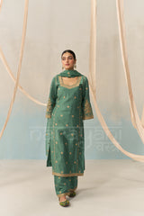 REYA - Emerald Green Chanderi Suit Set