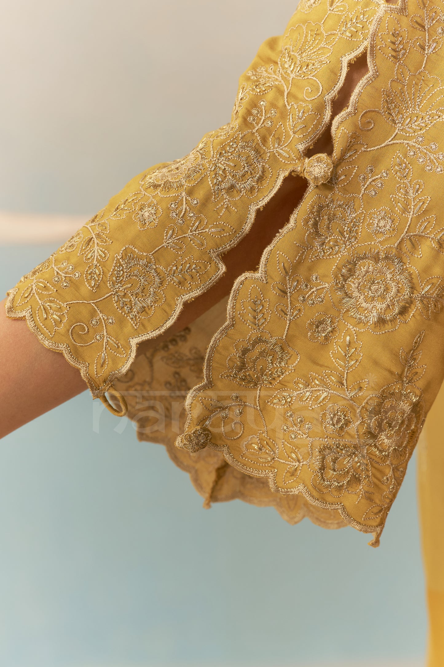 VERA - Mustard Gold Chanderi Suit Set