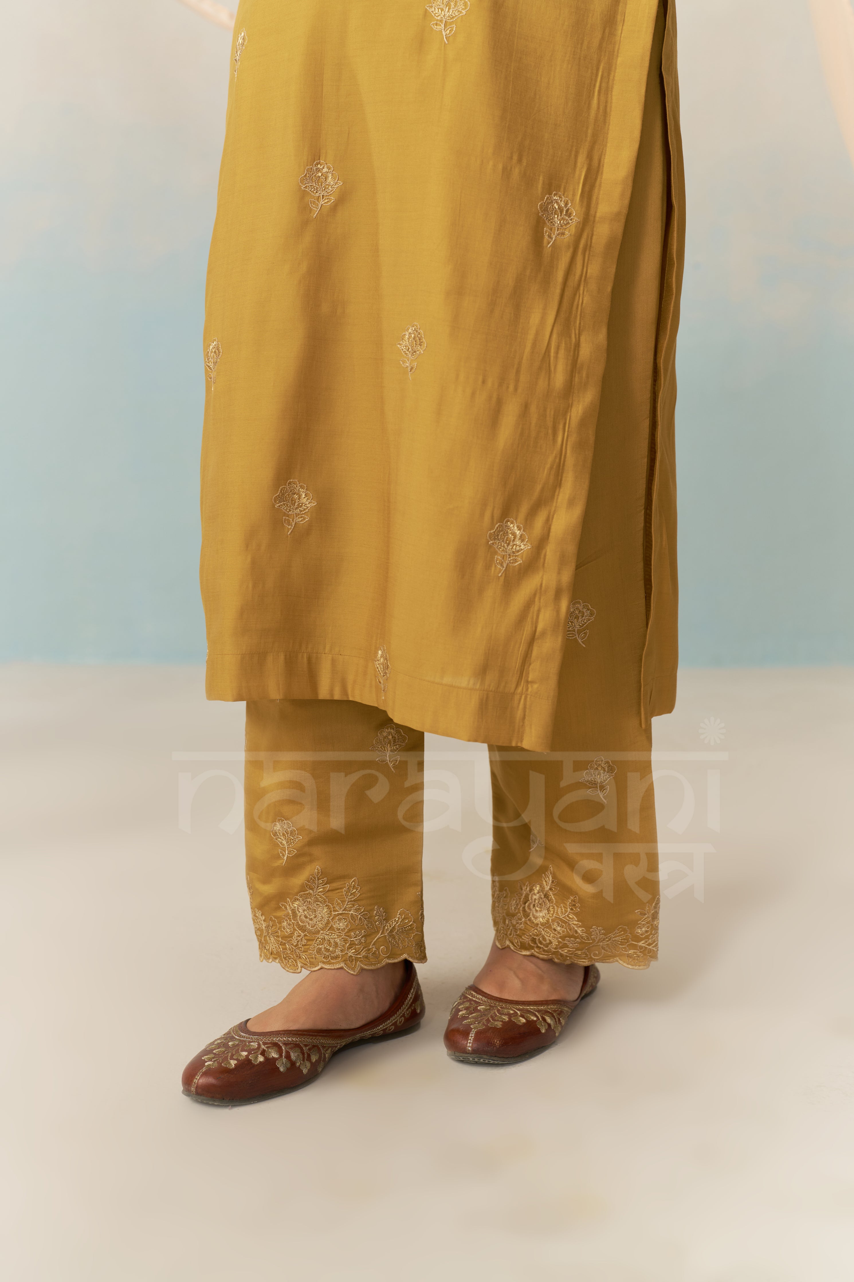 VERA - Mustard Gold Chanderi Suit Set