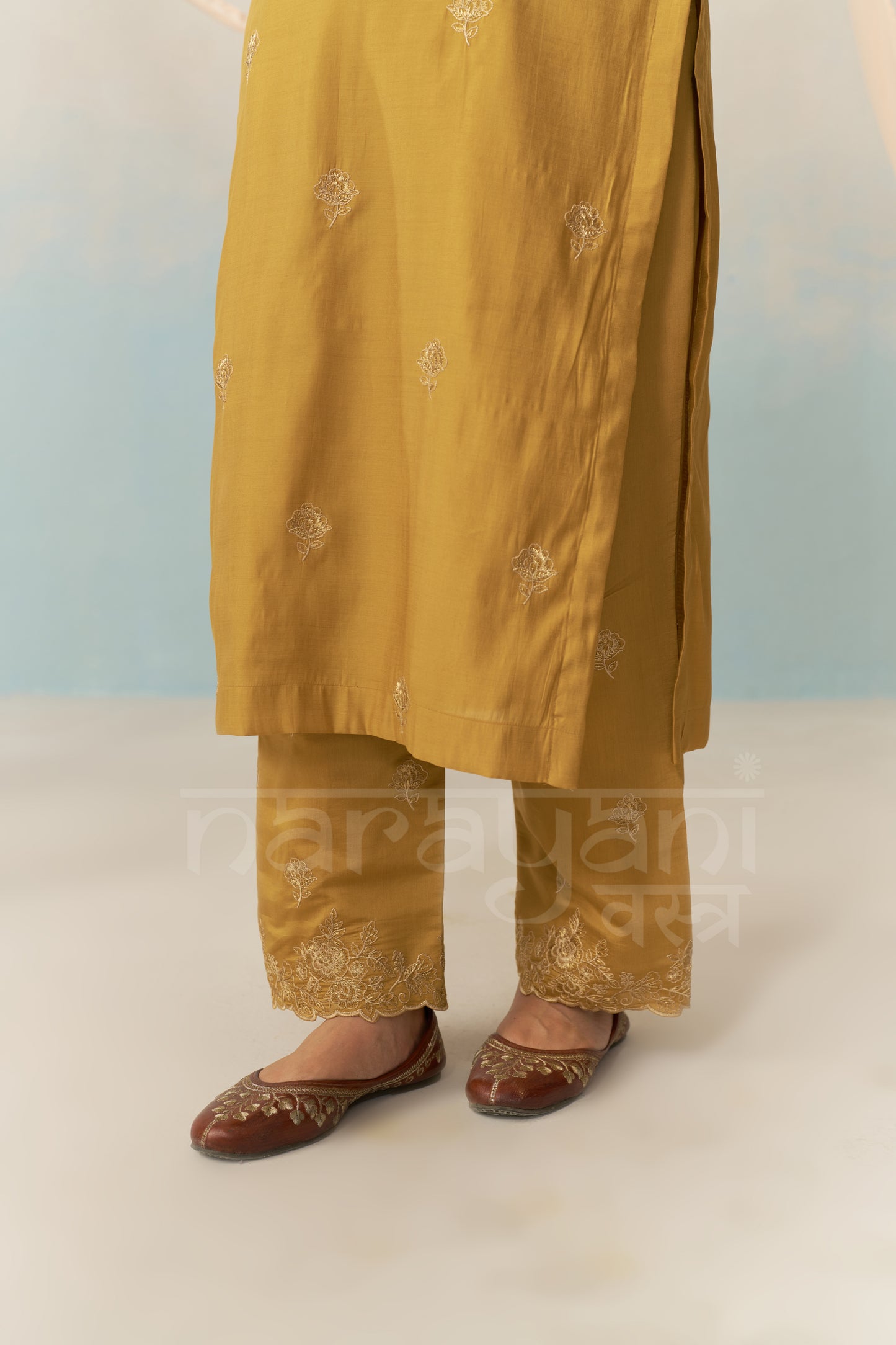 VERA - Mustard Gold Chanderi Suit Set
