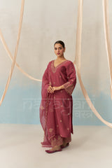 ALIA - Burgundy Chanderi Suit Set
