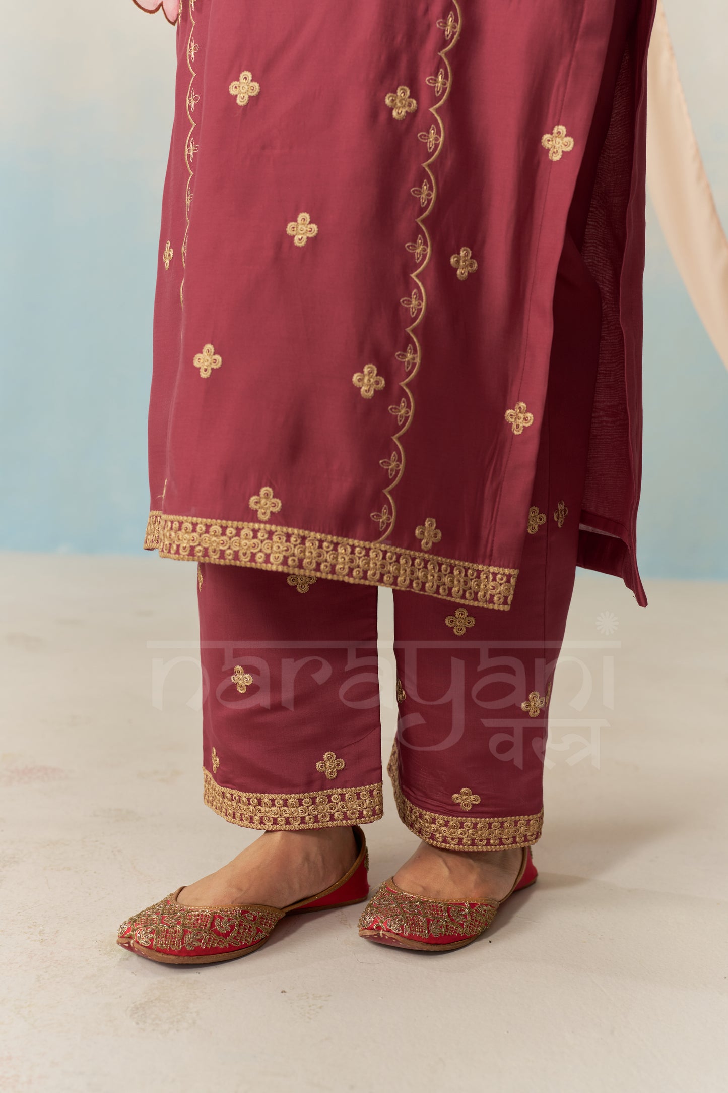 ESHA - Burgundy Chanderi Suit Set