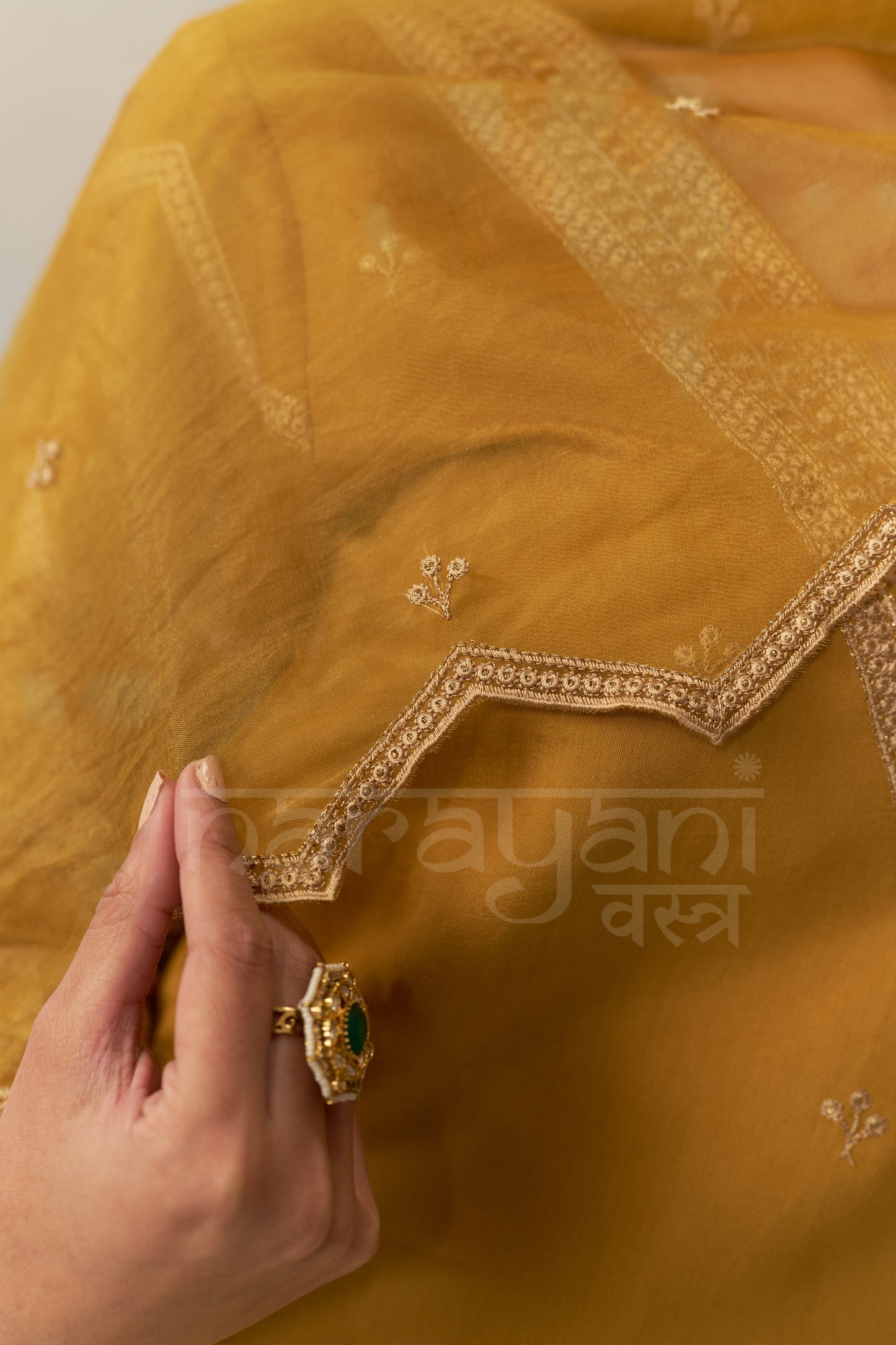AYLA - Mustard Gold Chanderi Suit Set