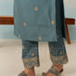 FARHIA - Teal Blue Chanderi Suit Set