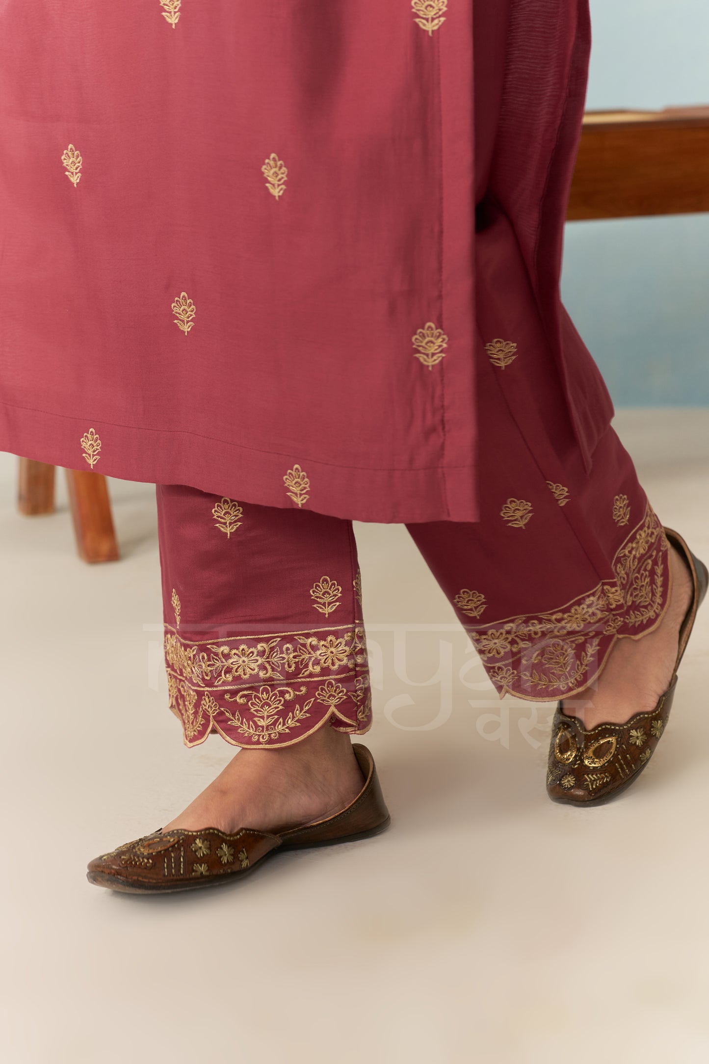 HUSNA - Burgundy Chanderi Suit Set