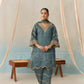 NURA - Teal Blue Chanderi Suit Set