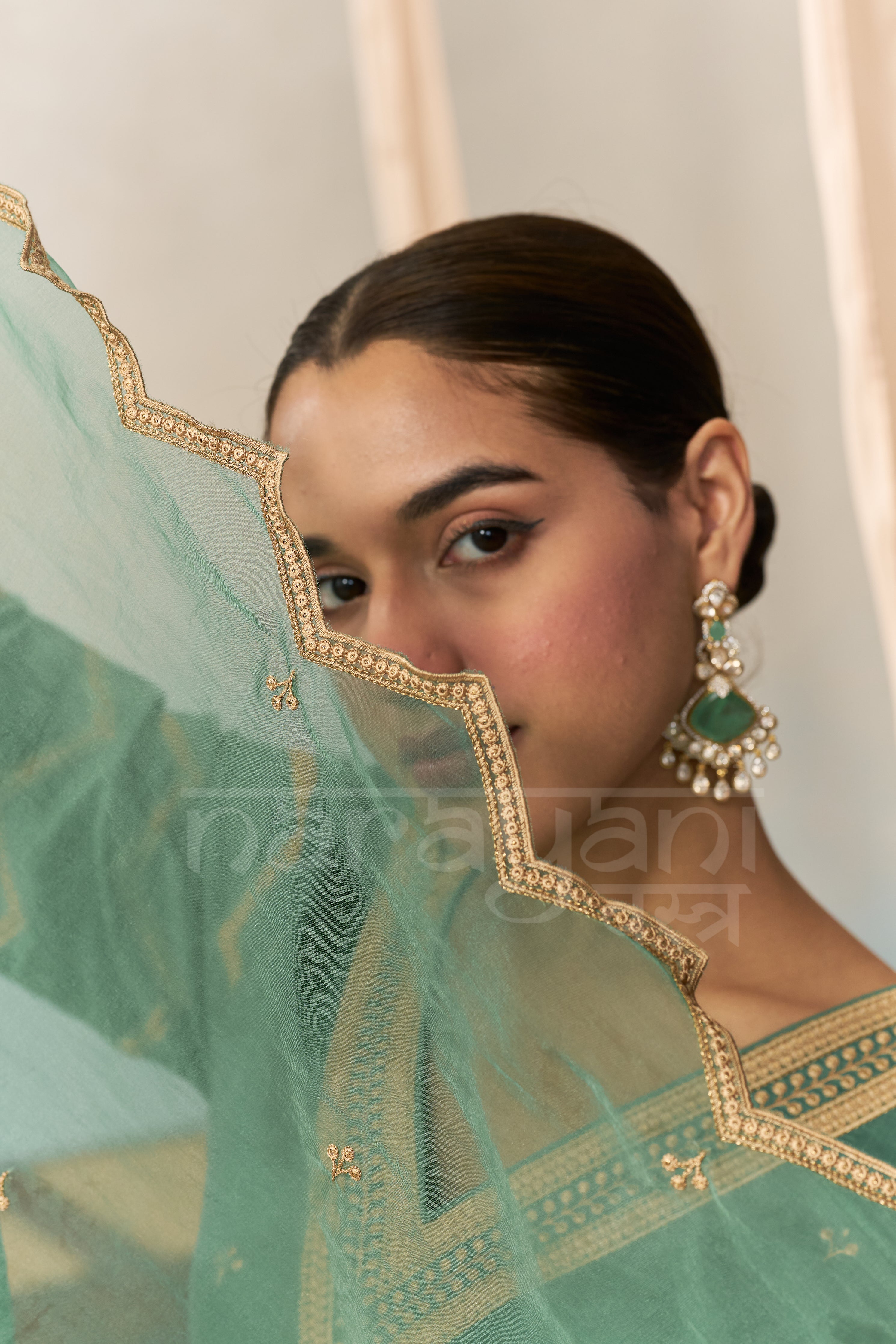 KAIRA - Emerald Green Chanderi Suit Set