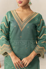 KAIRA - Emerald Green Chanderi Suit Set
