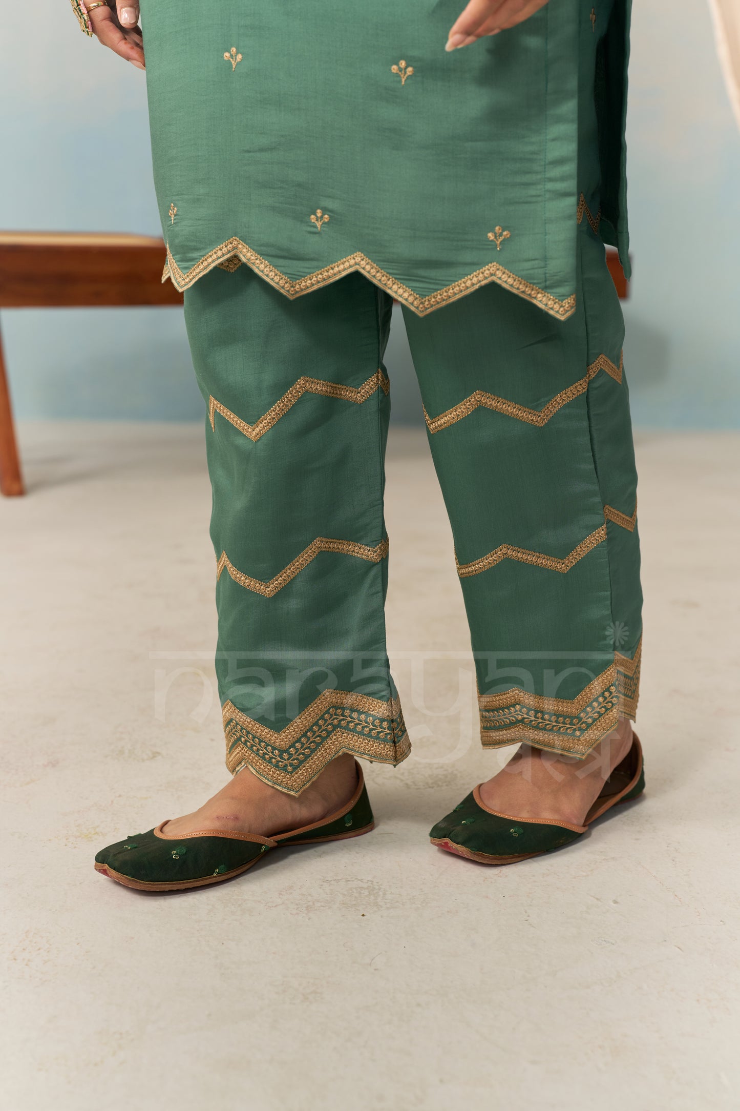 KAIRA - Emerald Green Chanderi Suit Set
