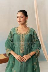 AMEERA - Emerald Green Chanderi Suit Set