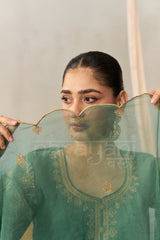 AMEERA - Emerald Green Chanderi Suit Set
