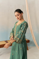 AMEERA - Emerald Green Chanderi Suit Set
